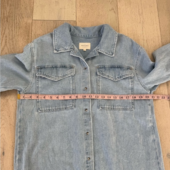 Sezane Sandrine Shirt Size 42 US 10 Snow Blue denim  Button Up Shacket - Picture 13 of 15